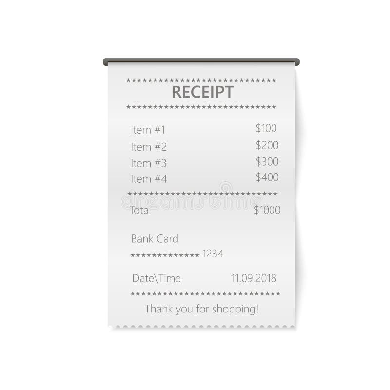 Download Realistic Sales Printed Receipt. Mock Up. Vector Stock ...