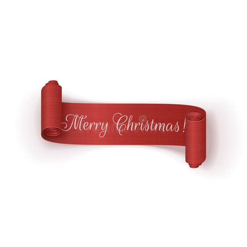 White Merry Christmas Banner with Red Ribbon Stock Vector ...