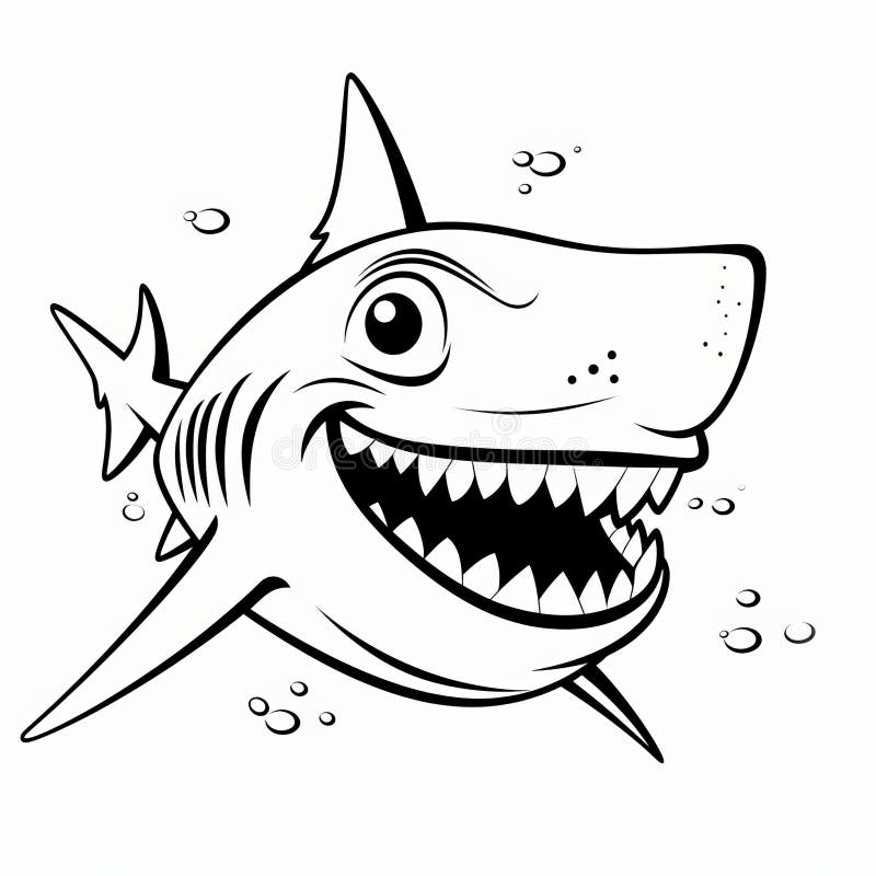 Realistic Shark Coloring Page with Unique Algeapunk Style Stock ...
