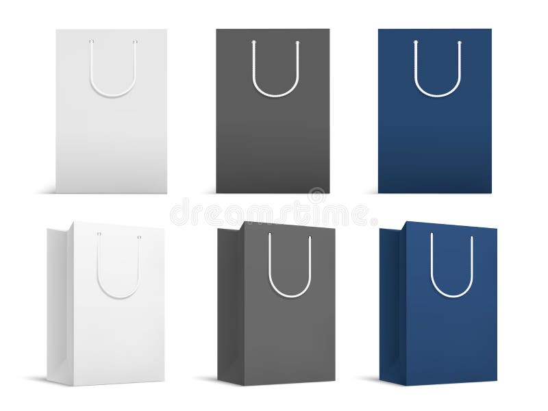 Download Realistic Shopping Bags Mockup. White Black Paper Packs ...