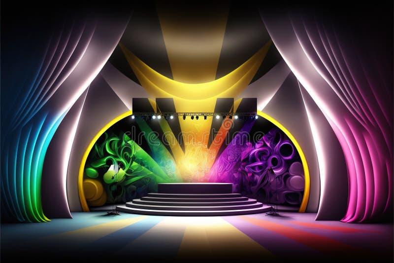 Realistic Show Stage with Rainbow in Modern Abstract Art Generative AI ...