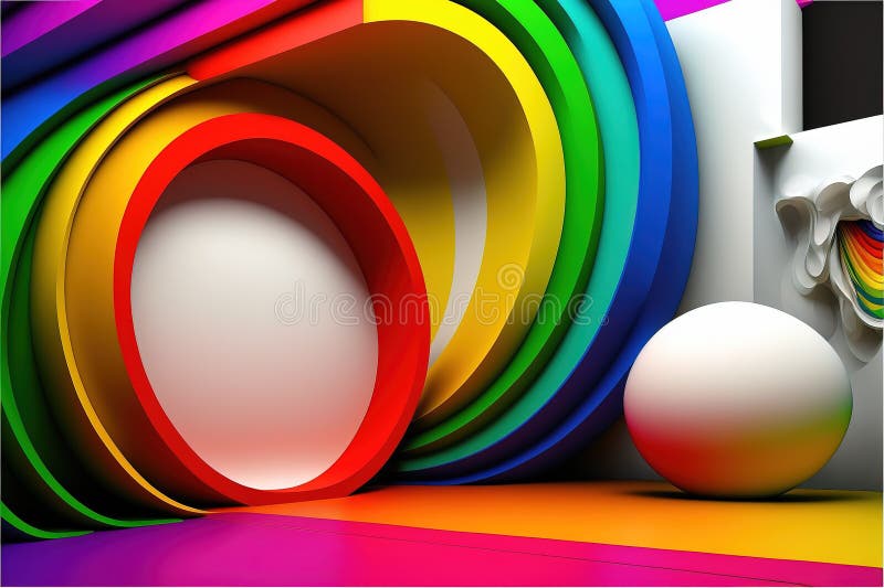 Realistic Show Stage with Rainbow in Modern Abstract Art Generative AI