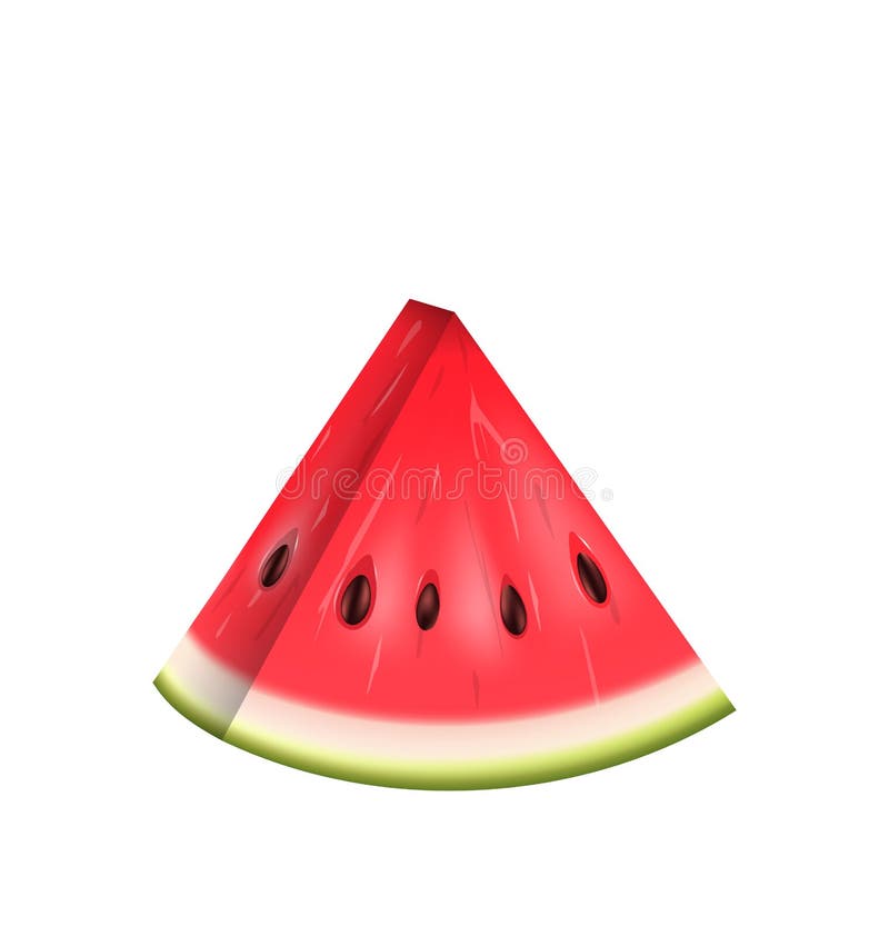 Realistic Slice of Watermelon, Water Melon Isolated on White Background