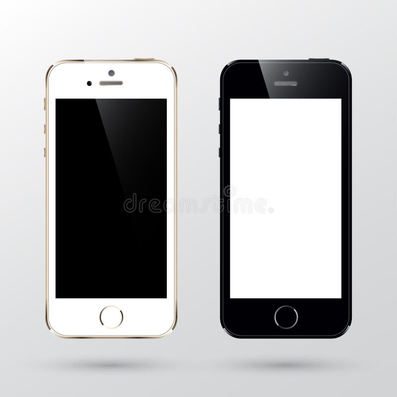 Realistic smart phone with black and gold stock illustration