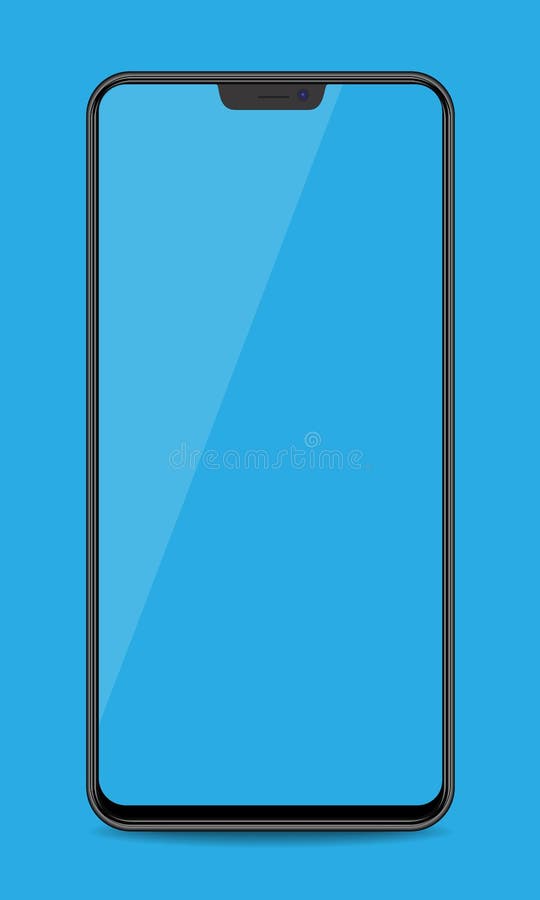 Realistic Smartphone With Bluecolor Screens On Isolated Background ...