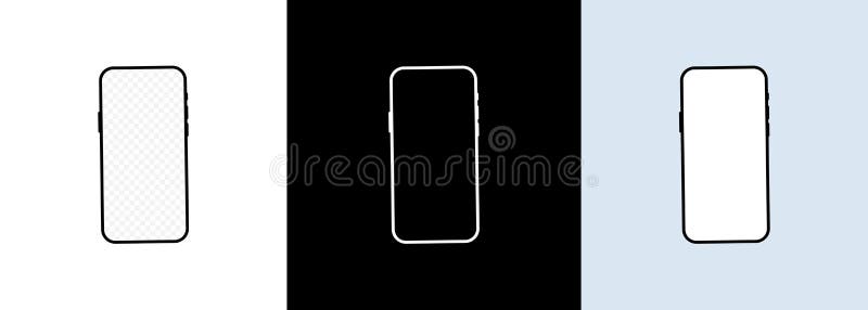 Realistic smartphone screen mockup set. Phone frame with blank display isolated templates. Mobile device concept. Vector EPS 10. royalty free illustration