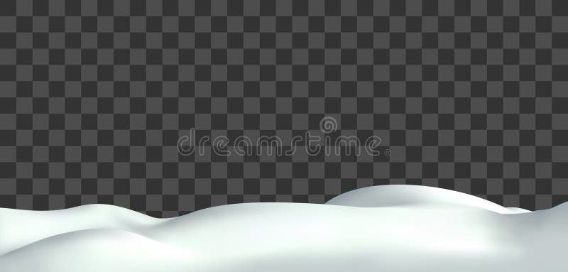 Realistic snow hills landscape. Vector snowdrift illustration. Winter background. royalty free illustration