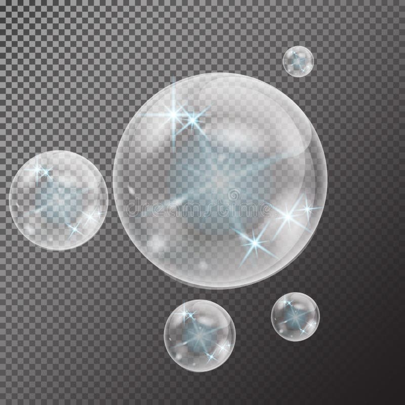 Realistic soap bubbles with rainbow reflection set isolated on the black transparent background vector illustration Realistic soap bubbles with rainbow reflection set isolated on the black transparent background vector illustration