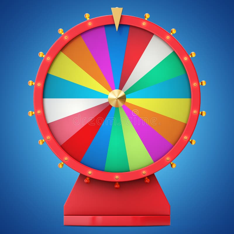 Realistic Spinning Fortune Wheel, Lucky Roulette. Colorful Wheel of