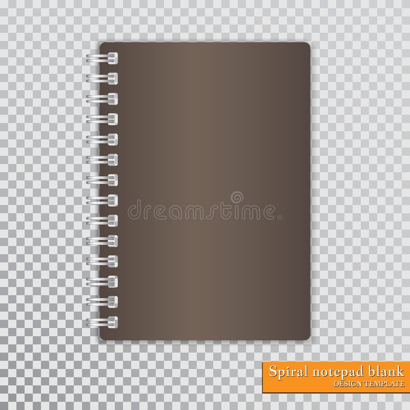 Realistic spiral notepad blank on transparent background. Vector stock illustration