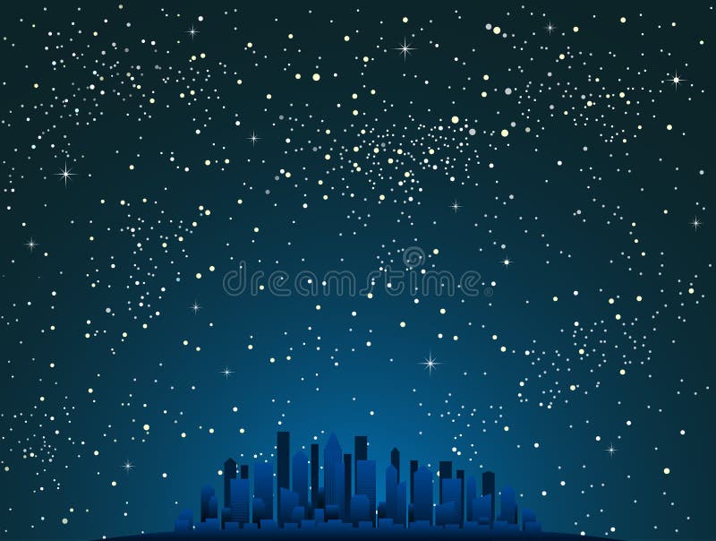 Realistic Starry Sky with Blue Glow Shining Stars Stock Vector   Illustration of city outer 130244113