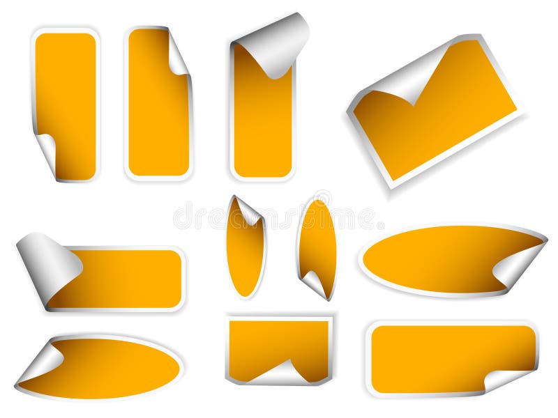 Realistic Stickers with Peeling Corners. Stock Vector Illustration of