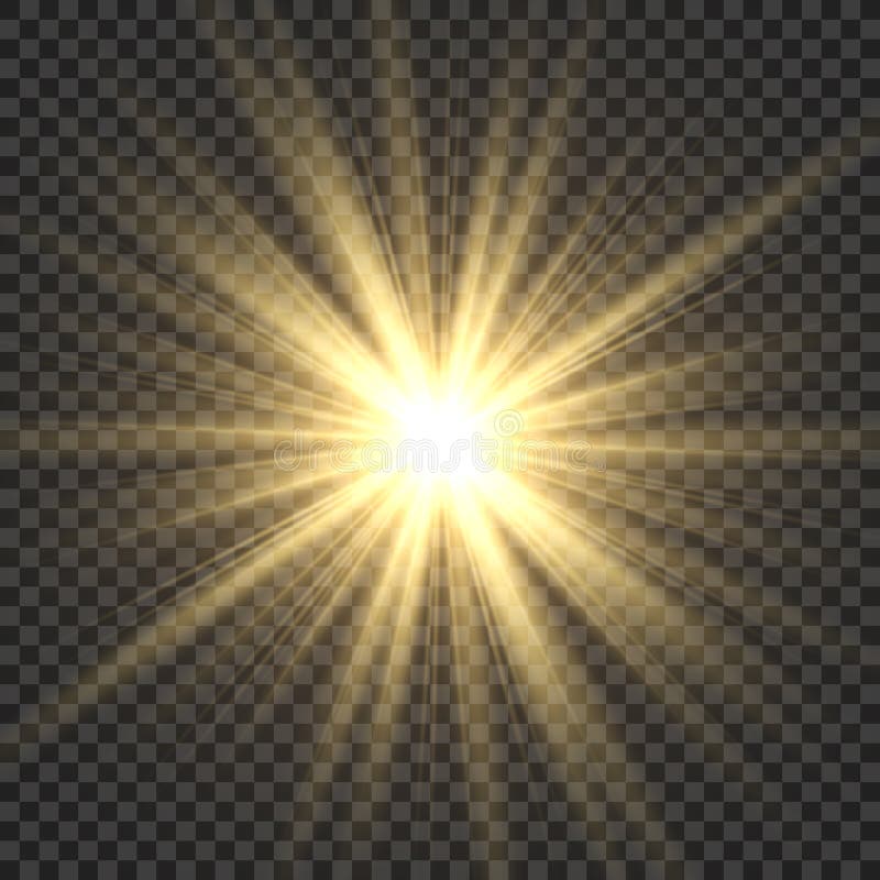 Realistic sun rays. Yellow sun ray glow abstract shine light effect starburst sbeam sunshine glowing isolated image