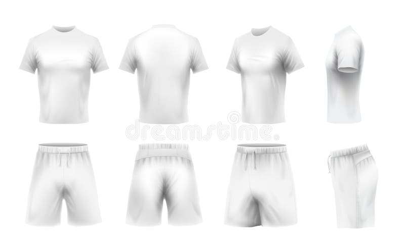 Download Free Realistic T Shirt And Shorts Mockup White T Shirts Template Sport Uniform Clothes 3d Vector Set Stock Vector Illustration Of Male Football 164126014 PSD Mockups.