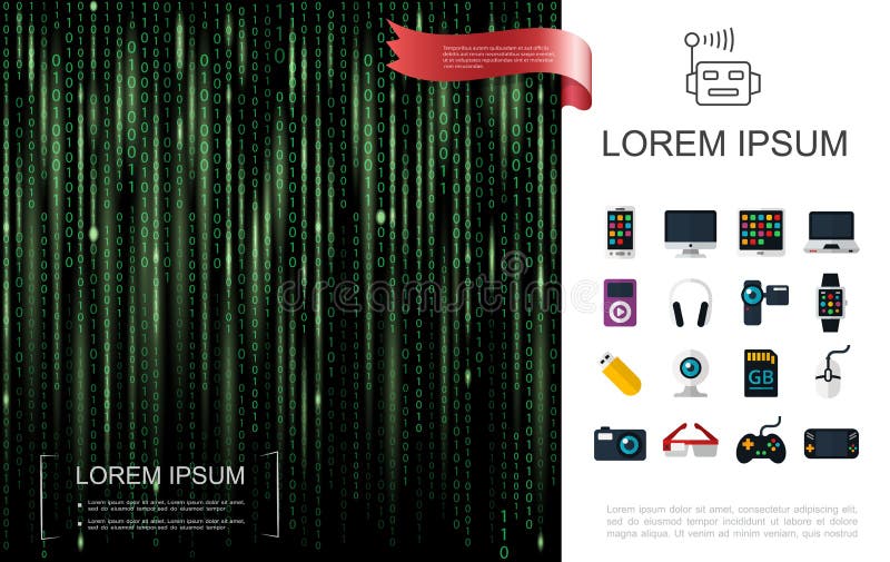 Realistic Tech Colorful Template stock illustration