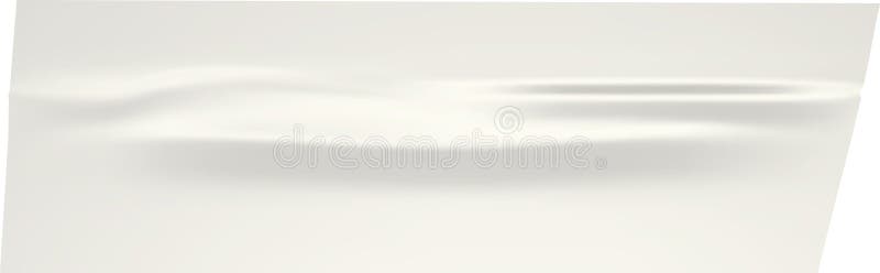 Realistic texture of plastic wrap featuring crumpled wrinkles and folds, overlaying a clean white background. Subtle royalty free illustration