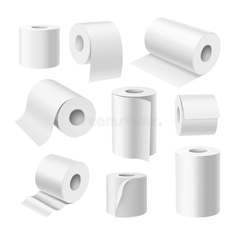 Realistic Toilet Paper Rolls, Kitchen Paper Towels Stock Vector ...