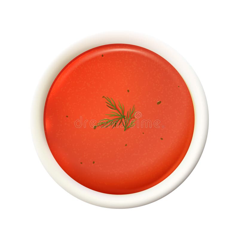 Realistic Tomato Soup stock vector. Illustration of juicy 266881697