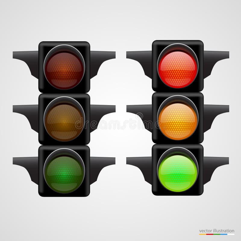 Realistic traffic lights Isolated on white stock illustration