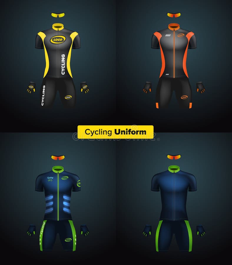 Download Realistic Cycling Uniform Template. Blue And Green ...