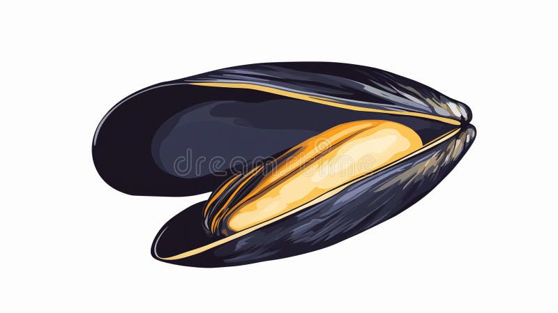 Realistic Vector Illustration of Open Mussel Shell with Clam Inside on Transparent Background vector illustration