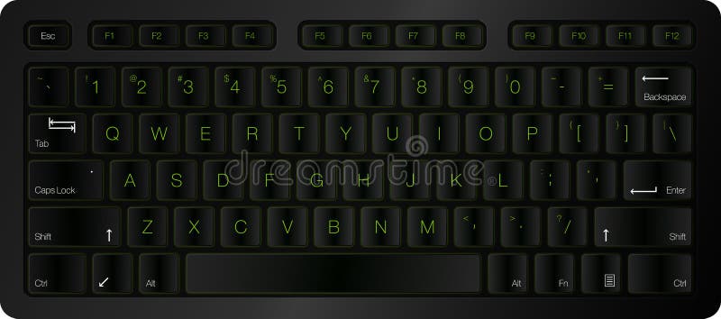 Realistic Vector Keyboard. Top View Computer Keyboard with Green royalty free illustration