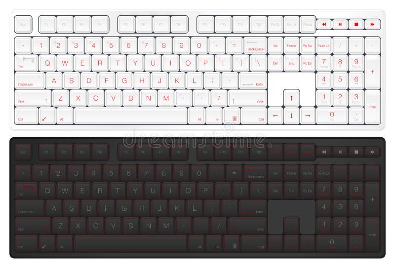 Realistic Vector Keyboard. Top View Computer Keyboard. Black and vector illustration