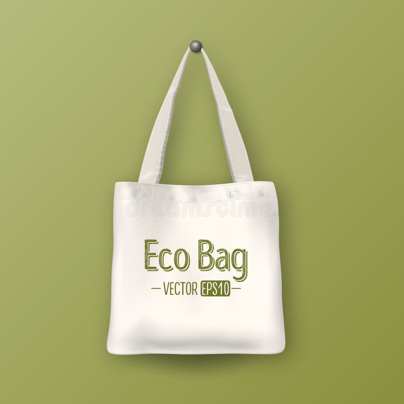 Download Realistic Vector White Empty Textile Tote Bag. Closeup On ...