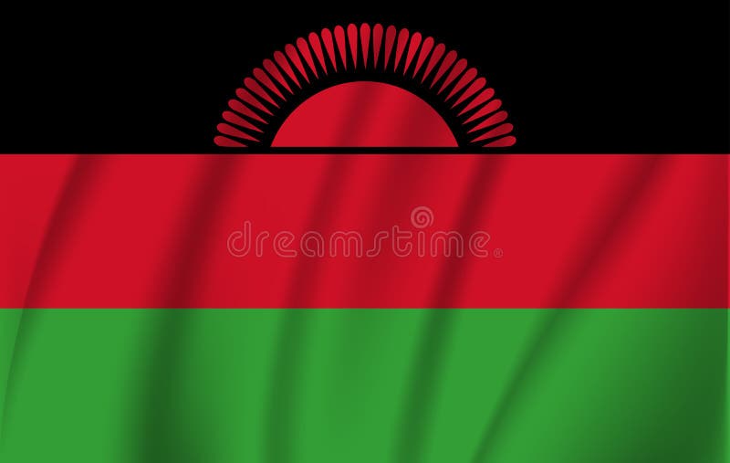 National Flag Of Malawi Realistic Vector Illustration Stock