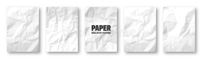 Realistic white crumpled paper texture. Isolated rough grunge old blank. Torn edges. Vector illustration.