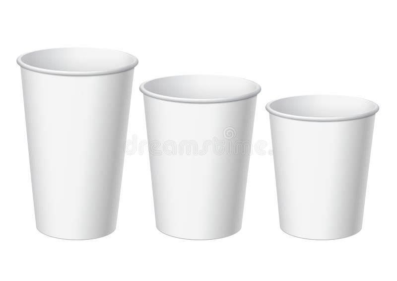 A set of white realistic disposable cups paper Vector Image