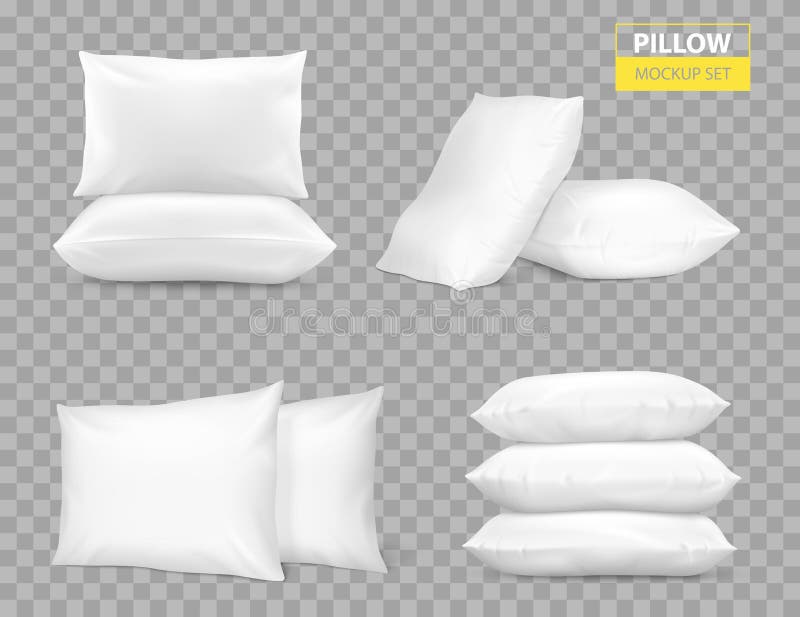Realistic White Pillows Transparent Set stock illustration