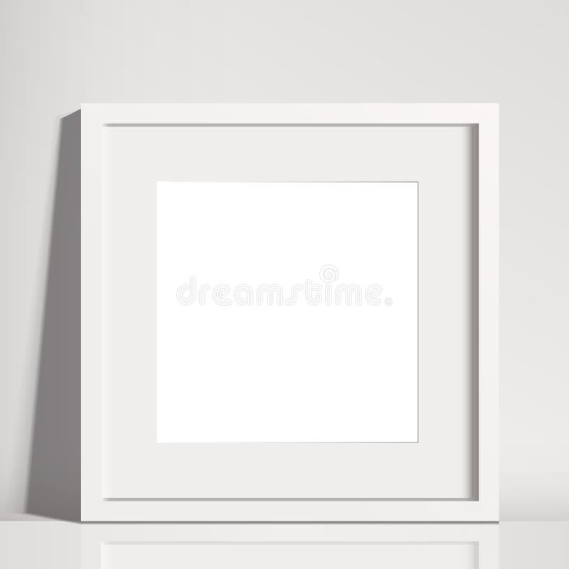 Realistic White Square Matted Picture Frame Mockup Stock Vector