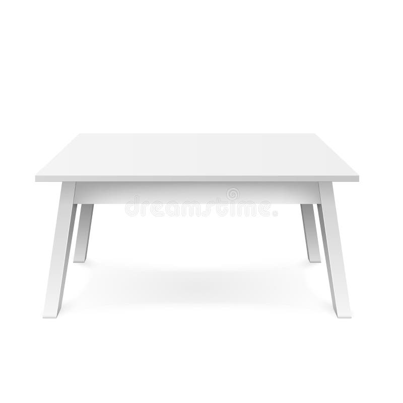 Realistic White Table. White Office Table With Shadow Isolated On White
