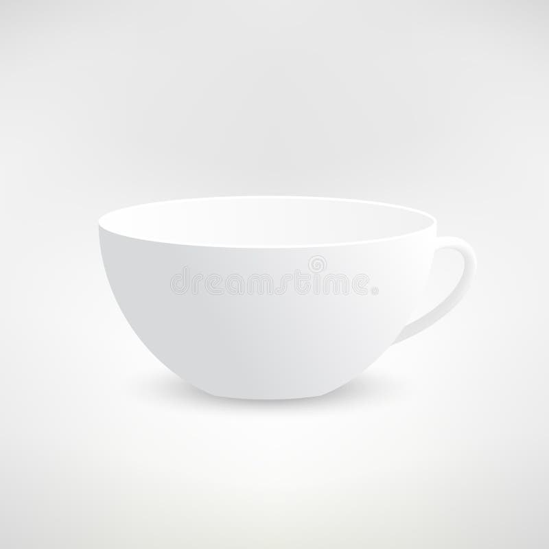 Realistic White Tea Cup. Vector Stock Vector Illustration of close