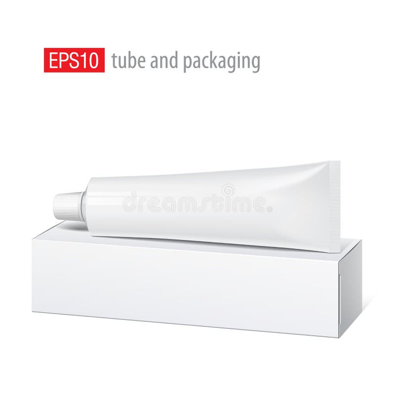 Realistic white tube and packaging.