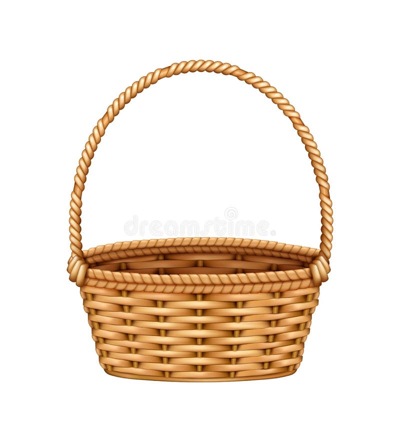 Realistic Wicker Basket Composition