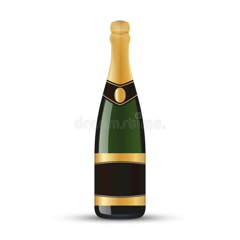 Realistic Wine Bottle With Gold Foil Stock Vector Illustration of