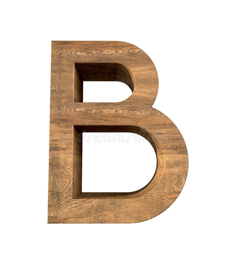 Realistic Wooden Letter B Isolated on White Background Stock ...