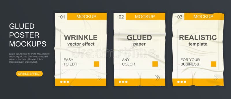 Download White Wrinkled Poster Template Set Isolated Glued Paper Mockup Stock Illustration Illustration Of Creative Texture 149671509 PSD Mockup Templates