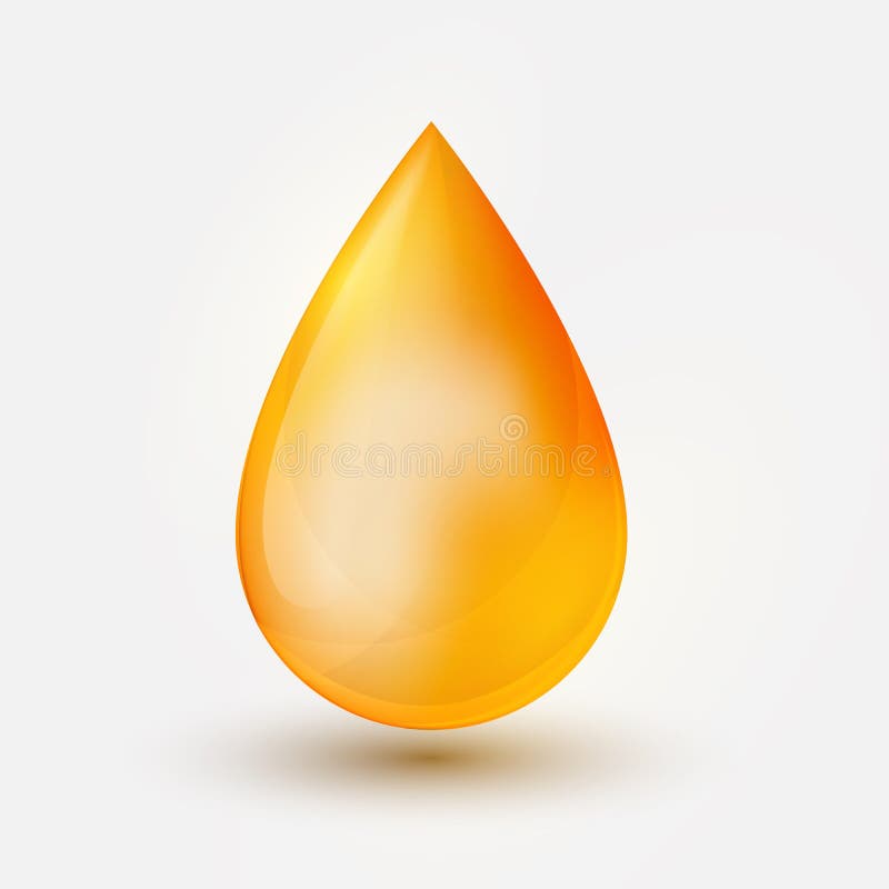 Realistic Yellow Oil Drop on White Background. Stock Vector