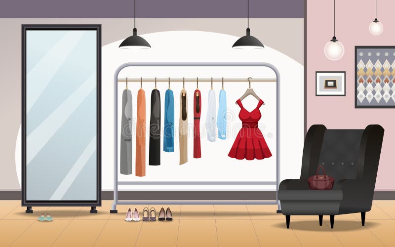 Realistico interno di Cloakoom illustrazione vettoriale Realistico interno di Cloakoom illustrazione vettoriale