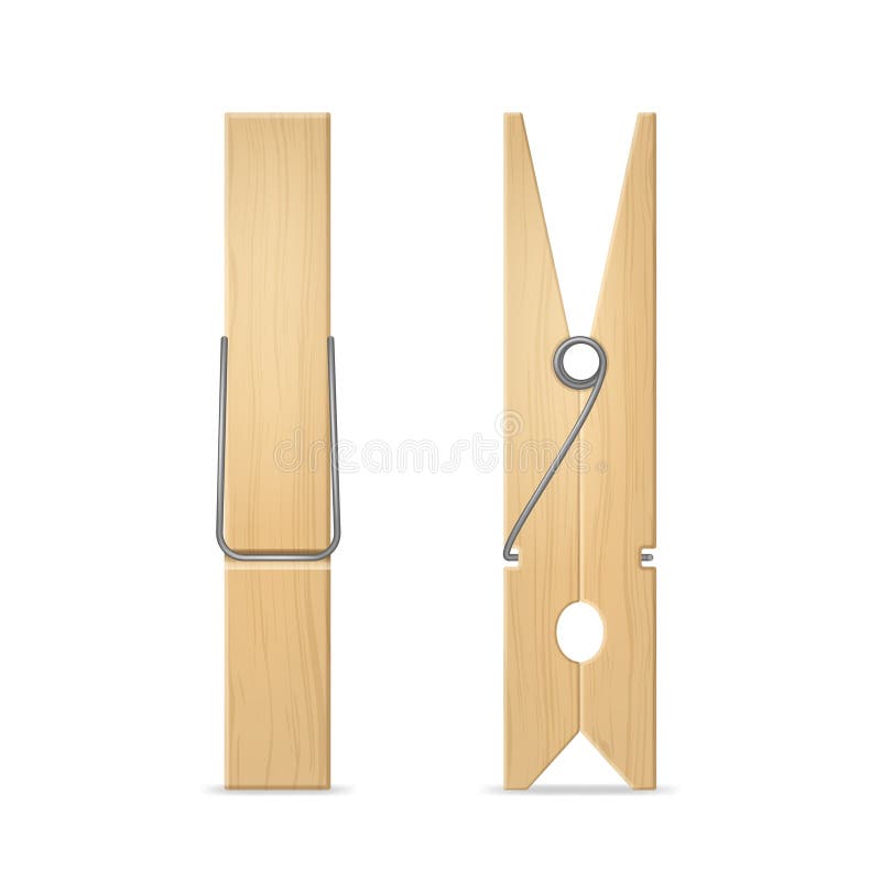 Realistisch 3d Gedetailleerde Woodenkleren Peg-set Vector royalty-vrije illustratie Realistisch 3d Gedetailleerde Woodenkleren Peg-set Vector royalty-vrije illustratie
