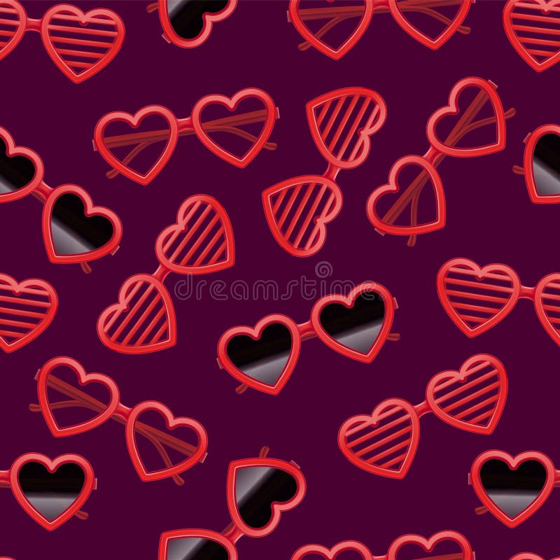 Realistisch gedetailleerde 3d Vintage Red Heart-bril zonder naadloze patroonachtergrond Vector vector illustratie Realistisch gedetailleerde 3d Vintage Red Heart-bril zonder naadloze patroonachtergrond Vector vector illustratie