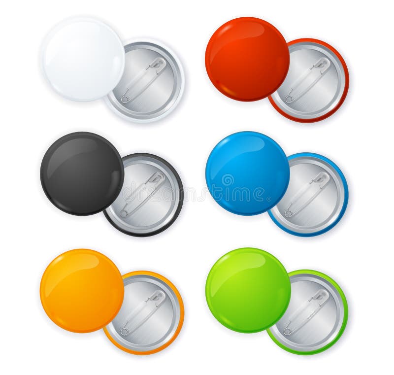 Realistisch Leeg de Knoopkenteken Pin Set van de Kleuren Leeg Cirkel Vector vector illustratie Realistisch Leeg de Knoopkenteken Pin Set van de Kleuren Leeg Cirkel Vector vector illustratie