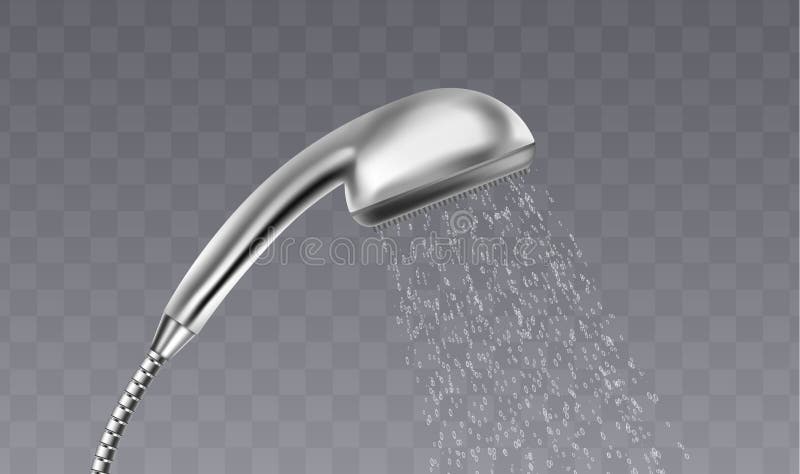 Realistisch metalen douchekop met water dat door de Snijkop stroomt royalty-vrije illustratie Realistisch metalen douchekop met water dat door de Snijkop stroomt royalty-vrije illustratie