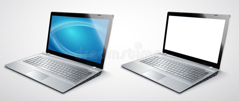 Realistisch modern laptop malplaatje voor presentatiesvector vector illustratie Realistisch modern laptop malplaatje voor presentatiesvector vector illustratie