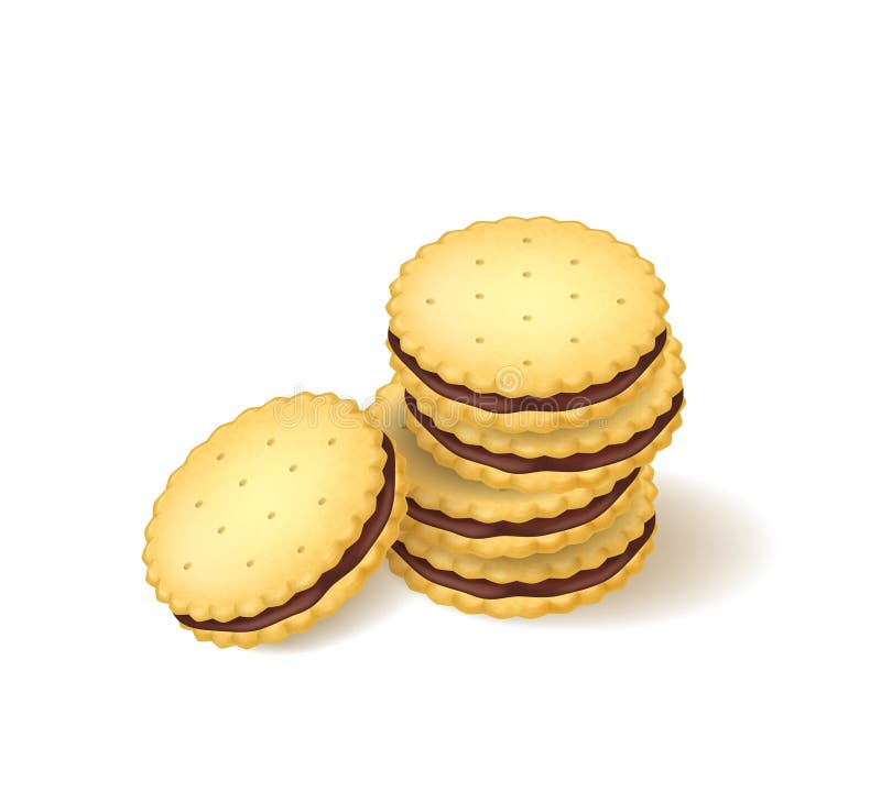 Realistische ausführliche Plätzchen der Keks-3d oder Sandwich-Keks Vektor stock abbildung Realistische ausführliche Plätzchen der Keks-3d oder Sandwich-Keks Vektor stock abbildung