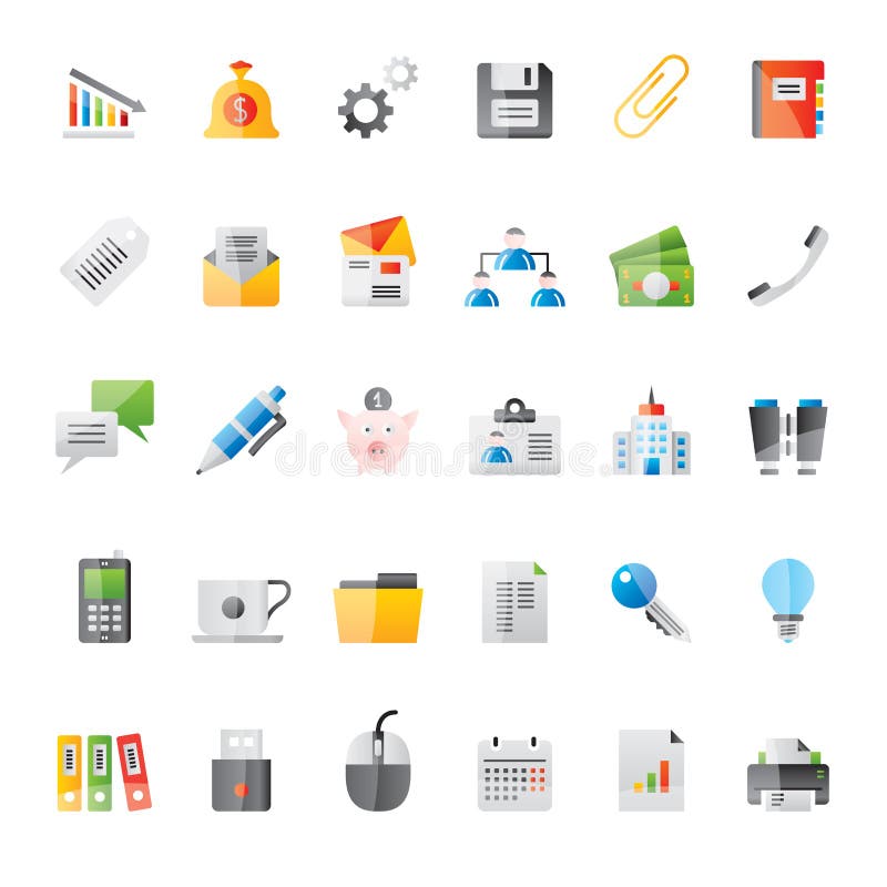 Realistische Bedrijfs, Bureau en Financiënpictogrammen 2 stock illustratie Realistische Bedrijfs, Bureau en Financiënpictogrammen 2 stock illustratie