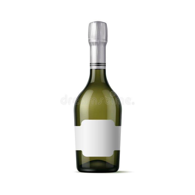 Realistische Champagnerflasche mit Alkohol vektor abbildung